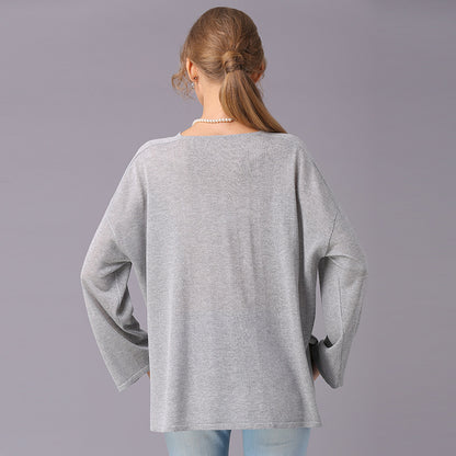 Sweater Spring Summer V-neck Sweater Women Long Sleeve Needle Thin Solid Color Pullover