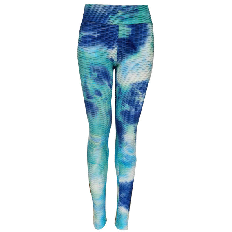 Hüft-Yoga-Leggings aus Jacquard mit Batikmuster