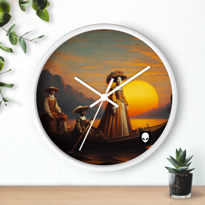 "Golden Twilight in the Italian Gondola" - The Alien Wall Clock Renaissance Art Style