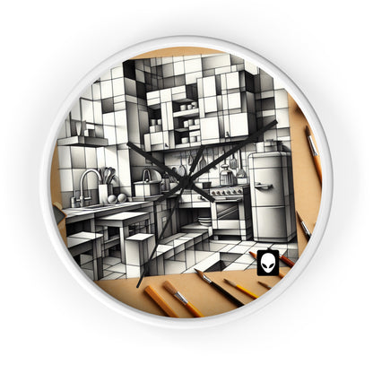 "Cubist Kitchen Collage" - The Alien Wall Clock Cubism Style