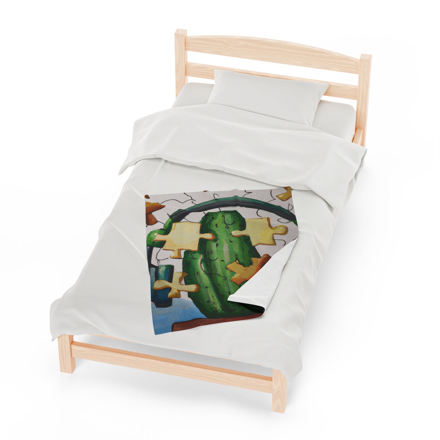 "Cactified Puzzle Time" - The Alien Velveteen Plush Blanket