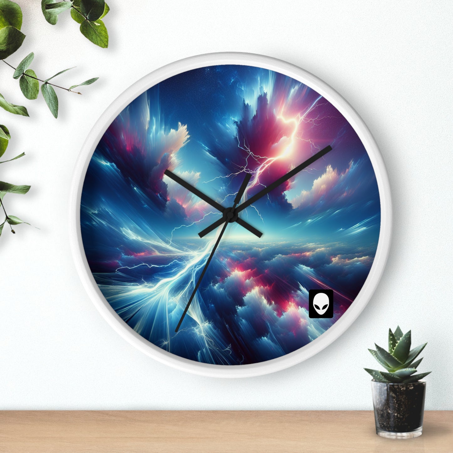 "Electricity In The Sky" - The Alien Wall Clock Digital Art Style