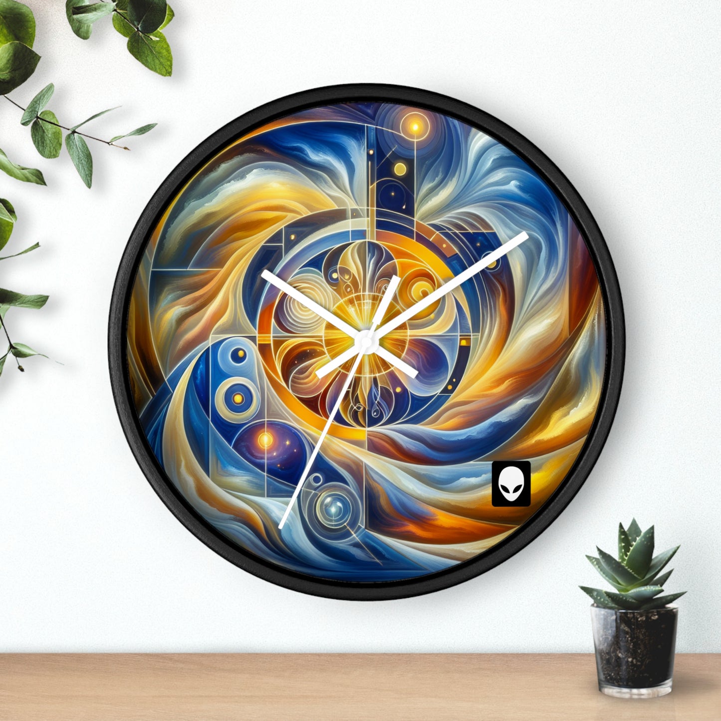 "Divinidad ascendente: un despertar espiritual en una geometría vibrante" - El reloj de pared alienígena estilo arte religioso