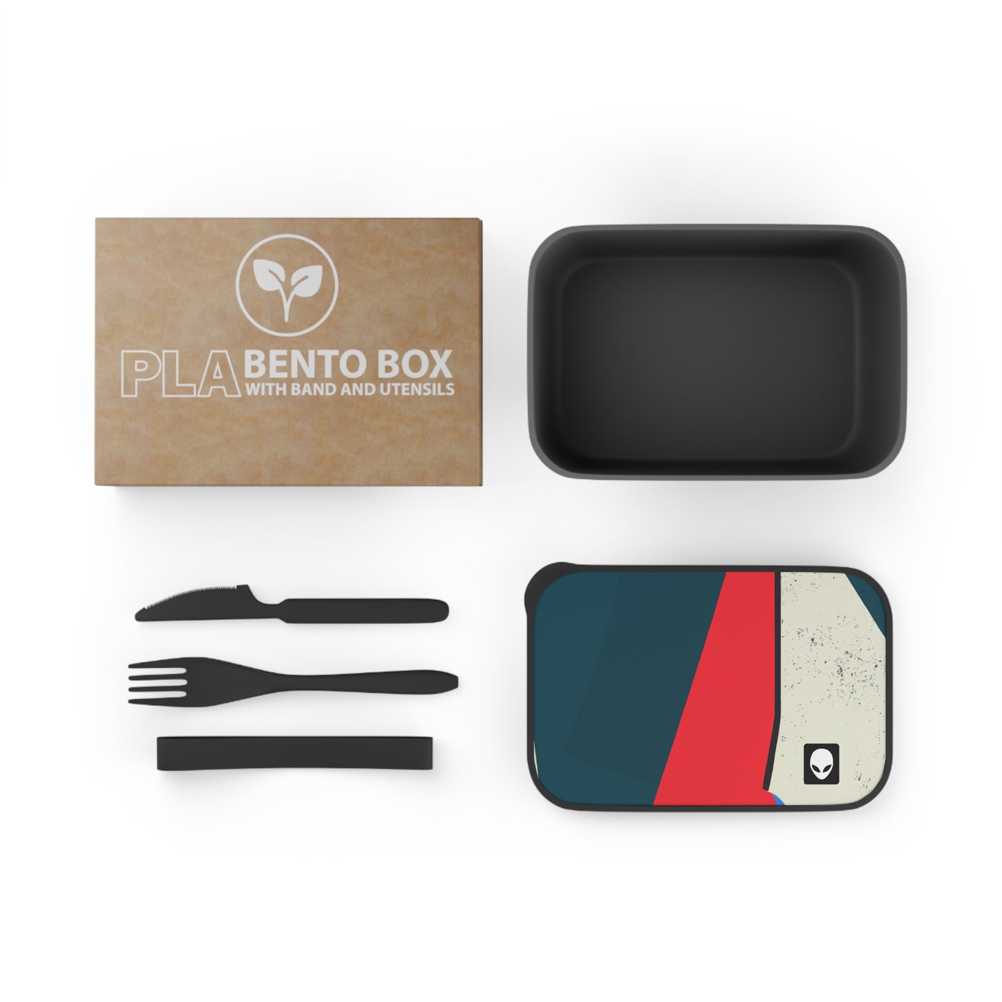 "Abstract Expressionism: Exploring Lines and Shapes" - The Alien Eco-friendly PLA Bento Box with Band and Utensils