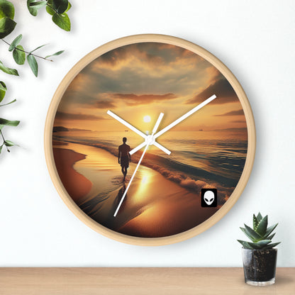 "A Stroll Along the Beach at Sunset" - The Alien Wall Clock Photorealism Style