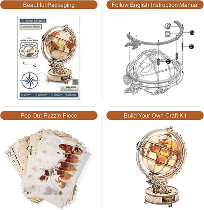 Rokr Luminous Globe 3D Holz Heißer Verkauf 180PCS Modell Baustein Kits Spielzeug