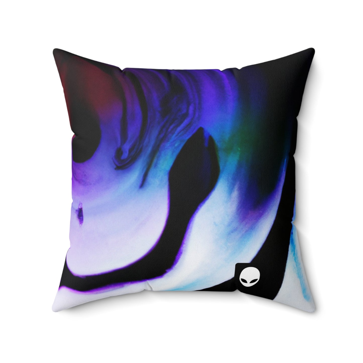 "Exploring Contrasts: A Colorful Dance of Luminance and Chromatic Aberration" - The Alien Square Pillow