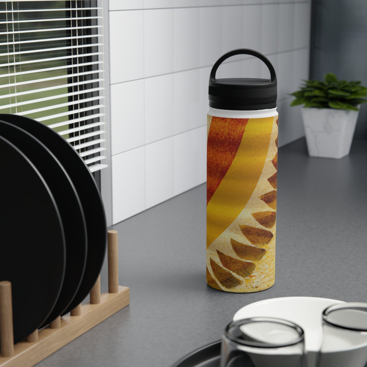 "A Natural Mosaic: Shapes and Colors from the Earth" - The Alien Stainless Steel Water Bottle, Handle Lid