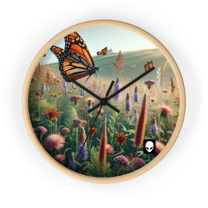 "A Monarch in Wildflower Meadow" - The Alien Wall Clock Realism Style