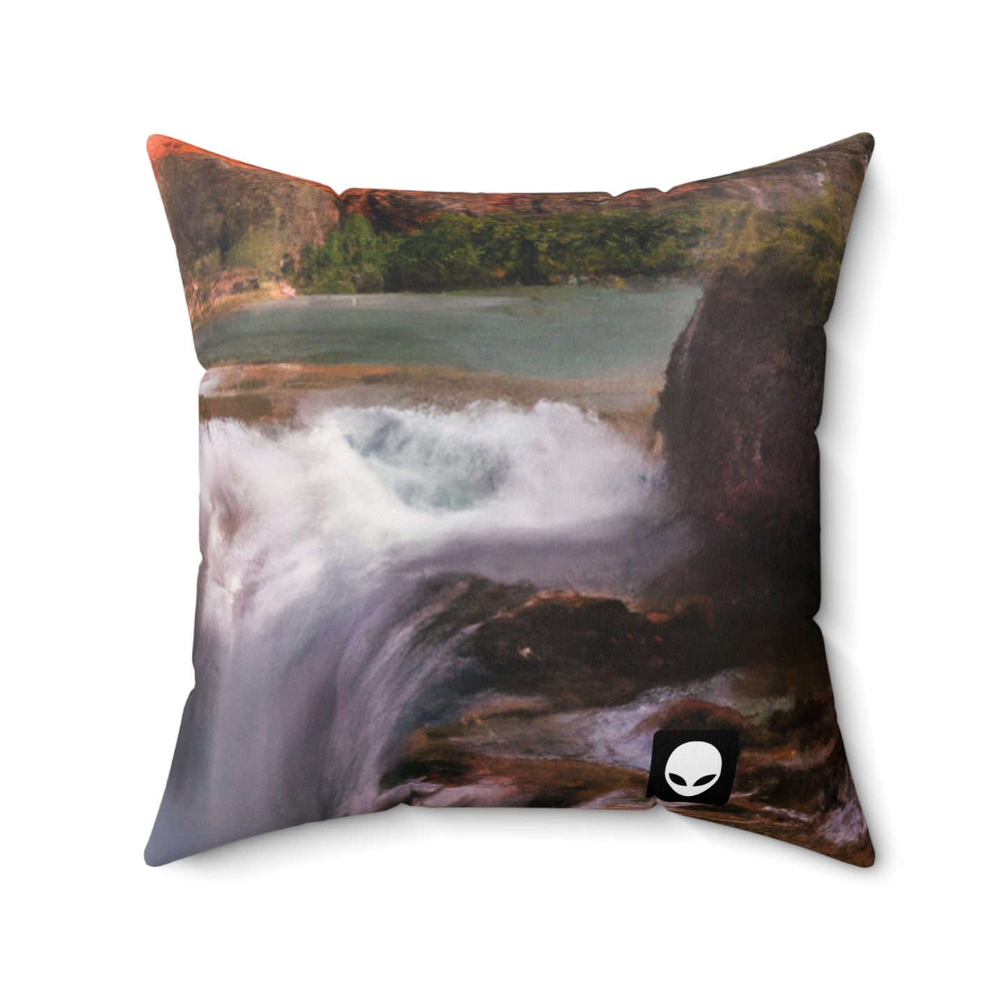 „Die Schönheit der Natur einfangen: Eine ikonische Landschaft in lebendiger Kunst schaffen“ – Das Alien Square Pillow