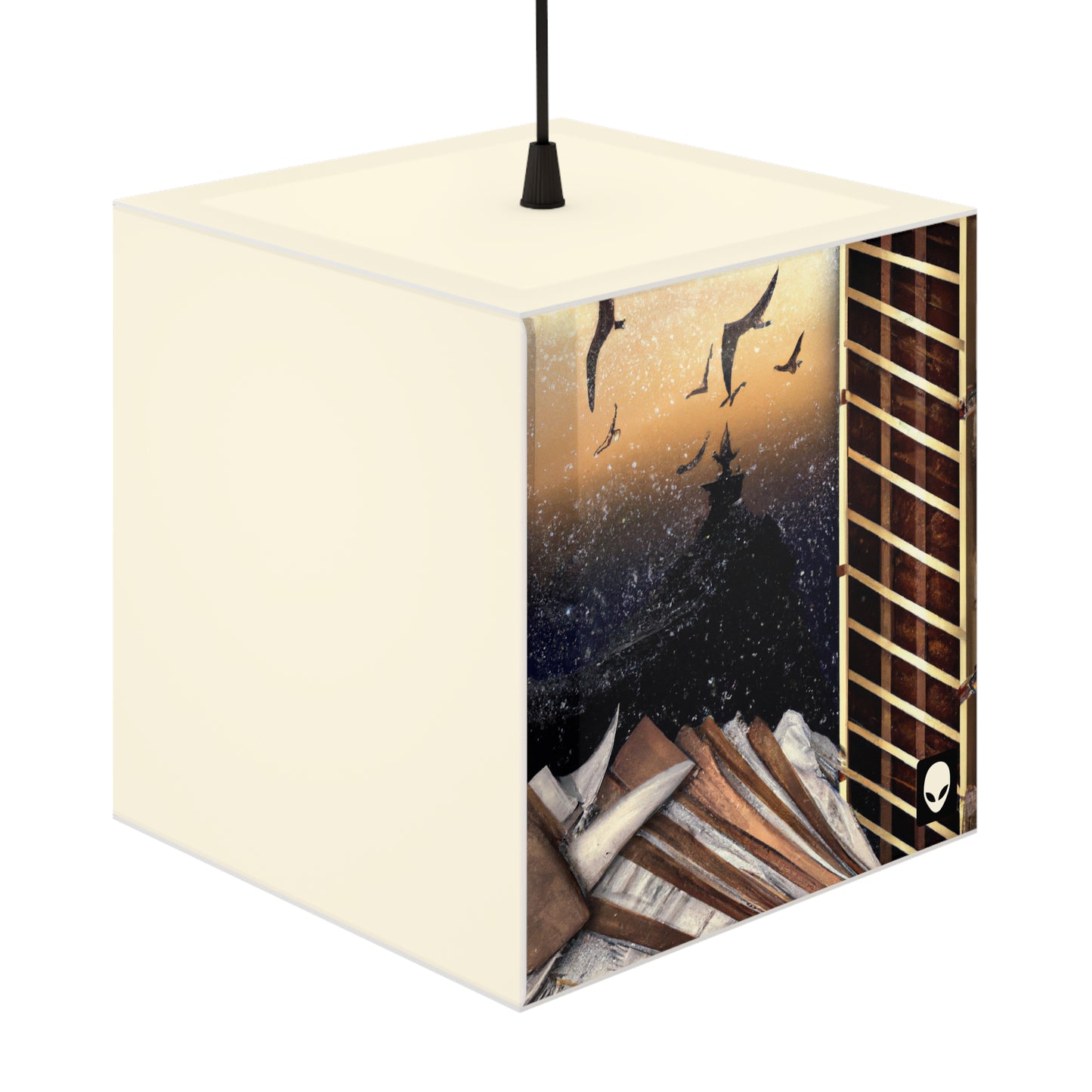 "A Tale of Storytelling Art: A Mixed Media Masterpiece" - The Alien Light Cube Lamp