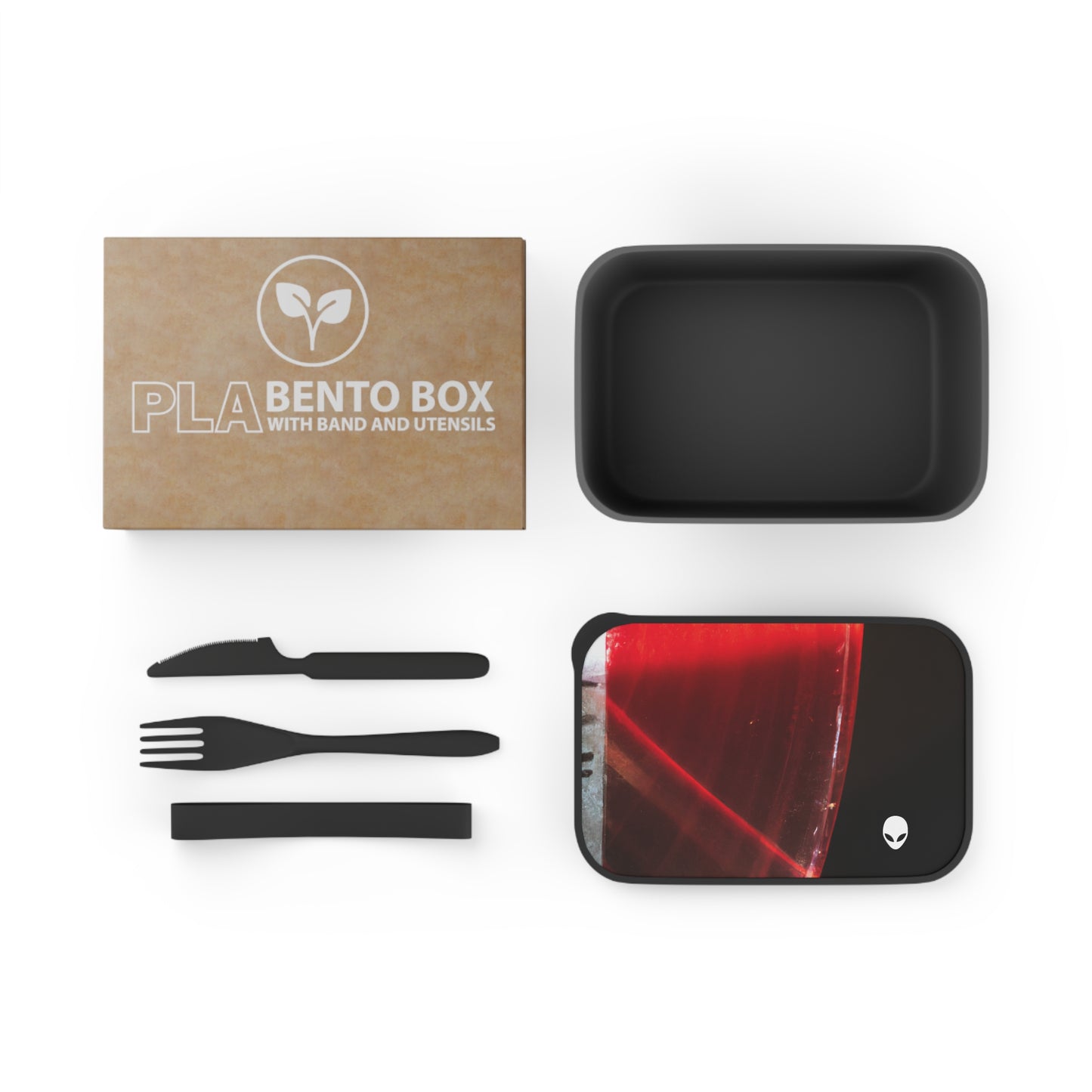 „Illuminating Reflection: Light and Shadow in Abstract Art“ – Die umweltfreundliche PLA-Bento-Box von Alien mit Band und Utensilien