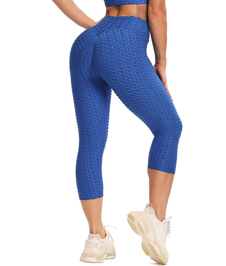 Pantalones de yoga de talle alto recortados para mujer Leggings de levantamiento de glúteos y caderas con burbujas