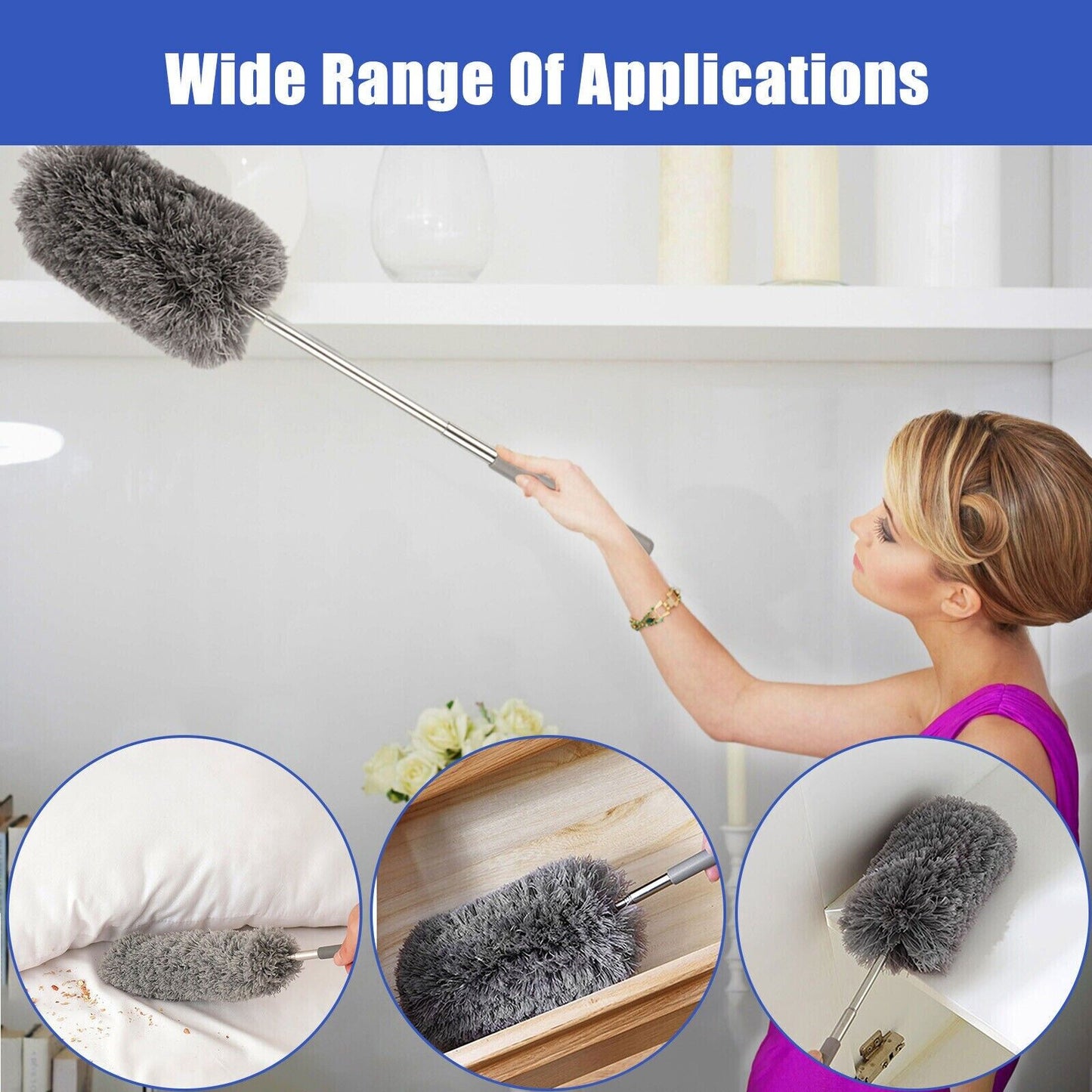 Microfiber Dusting Duster Feather Brush Household Extendable Cleaning Dust Tool