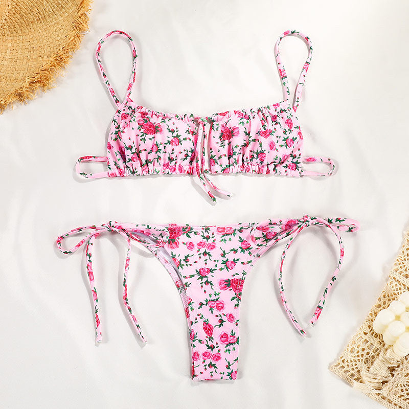 Traje de baño Bikini con tiras estampadas para mujer