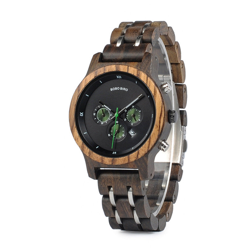 Reloj casual de negocios de moda de grano de madera para hombres