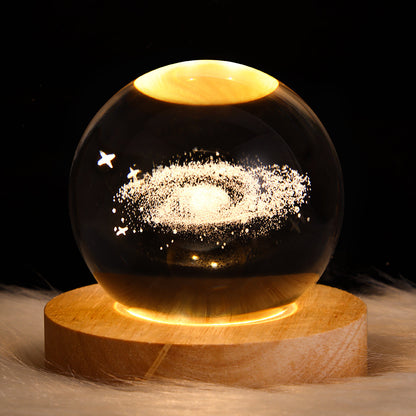 Lámpara LED de noche con forma de bola de cristal para niños, lámpara de mesa 3D con forma de planeta y Luna, decoración del hogar para dormitorio, fiesta, regalos de cumpleaños