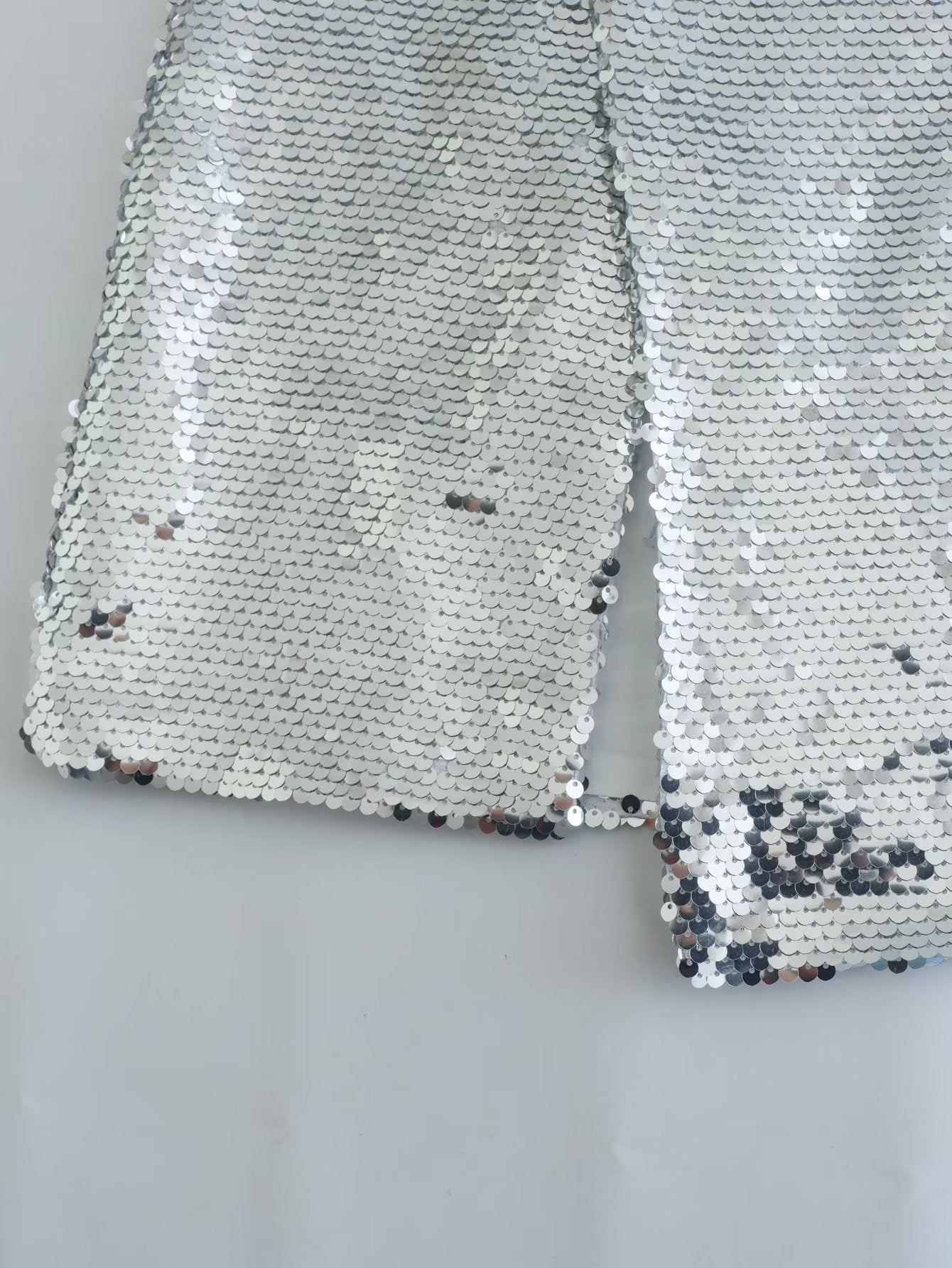 New Style Silver Sequined Split Skirt