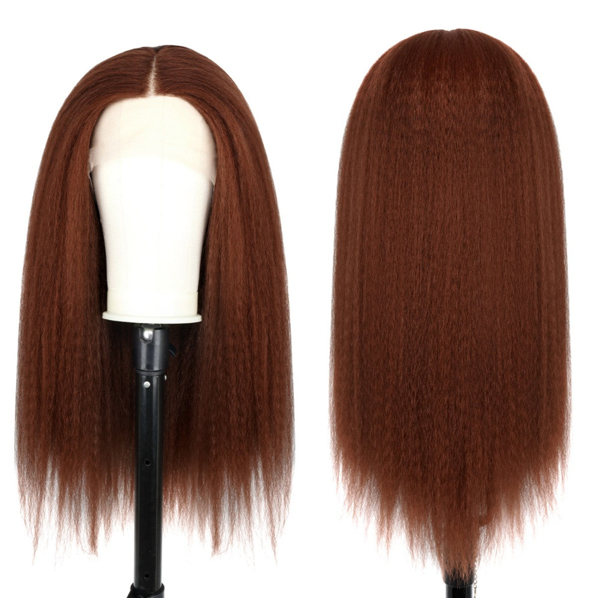 Medium Split Fluffy Brown Long Straight Hair