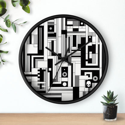 "De Stijl in Black and White" - The Alien Wall Clock De Stijl Style