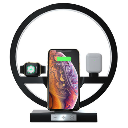 Kabelloses Ladegerät, Ständer, Tischlampe, Touch-Schalter, 10 W Ladegerät für Apple Watch, Handys, Kopfhörer