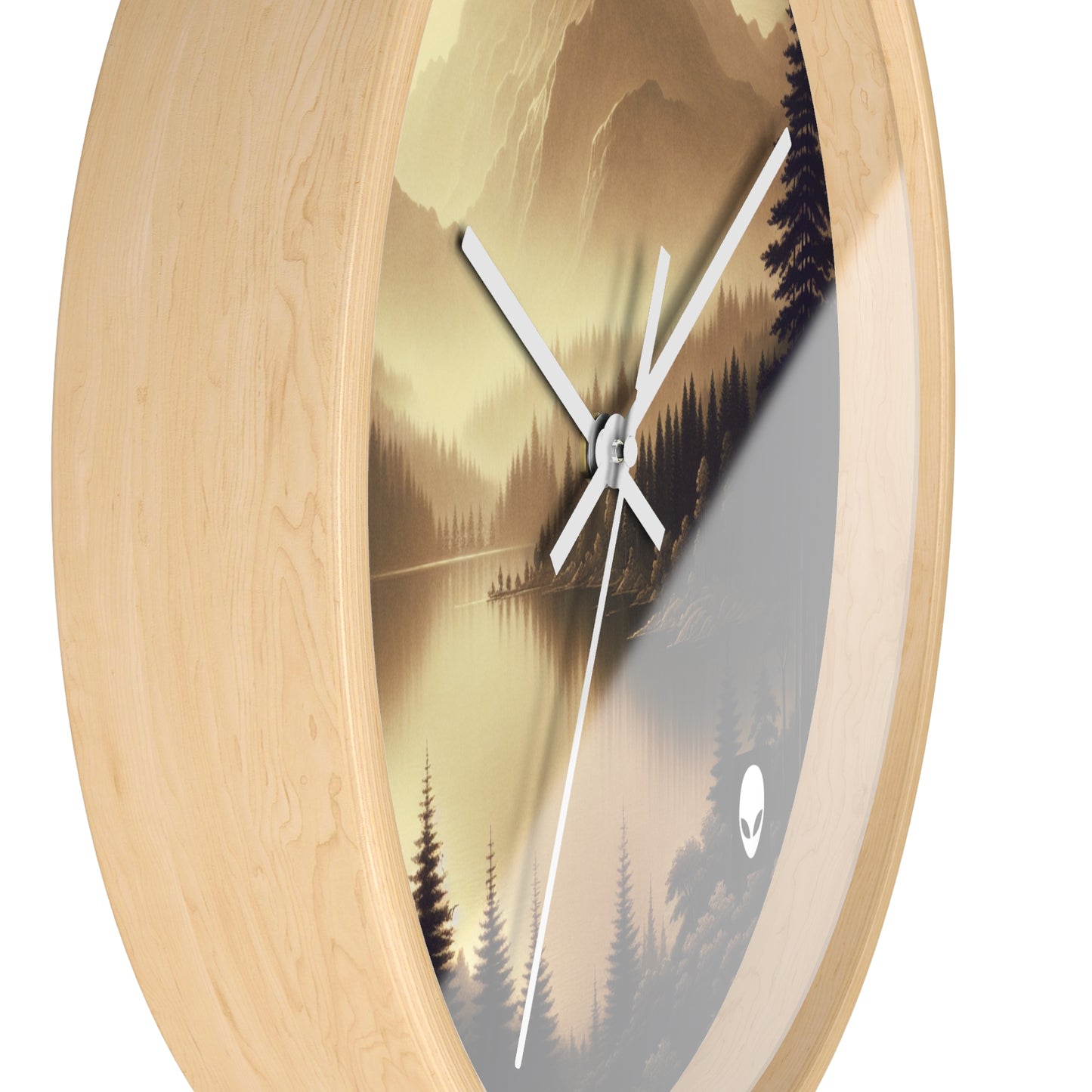 "Dawn at the Lake: A Foggy Mountain Morning" - The Alien Wall Clock Tonalism Style