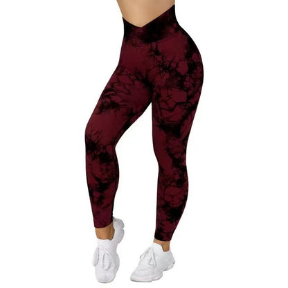 Nahtlose Tie-Dye-Leggings für Damen, Yoga-Hose, Push-Up, Sport, Fitness, Laufen, Fitnessstudio