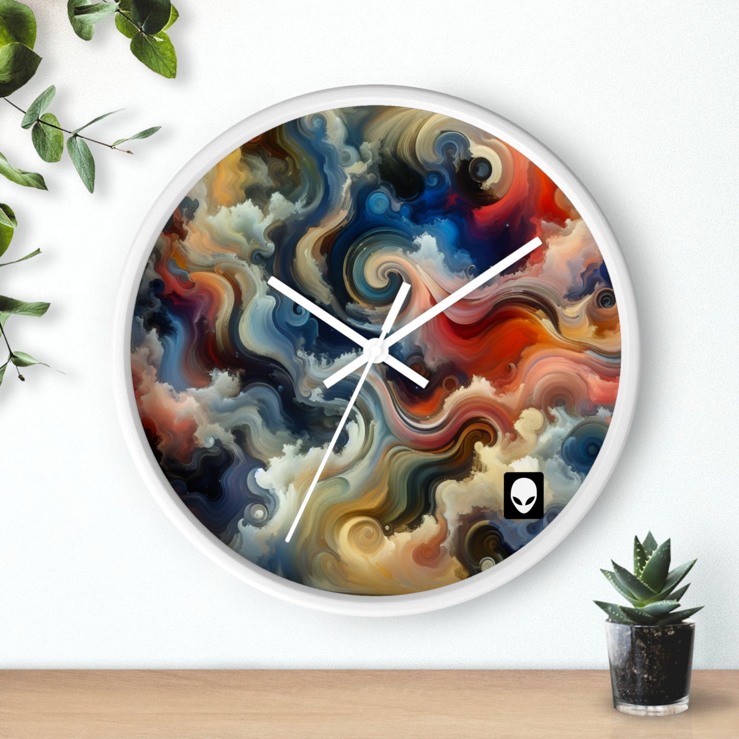 "Chaotic Balance: A Universe of Color" - The Alien Wall Clock Abstract Art Style