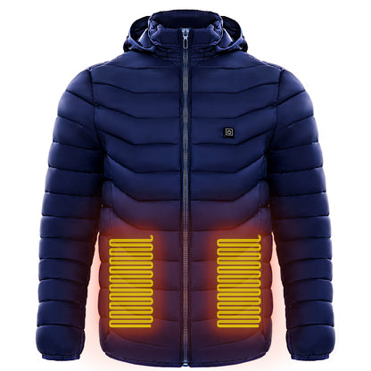 Chaqueta acolchada con calefacción para hombre, abrigo con calefacción eléctrica, capucha aislada, cortavientos, 9 zonas de calor