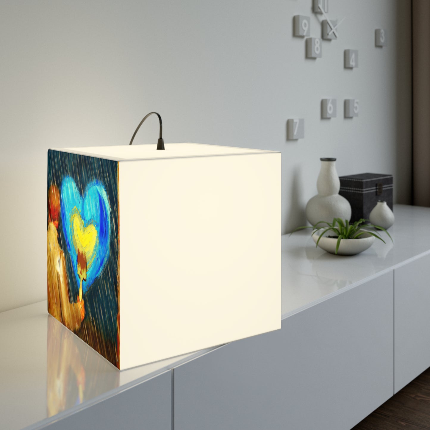 "Life-size Love in a Stormy Sky" - The Alien Light Cube Lamp