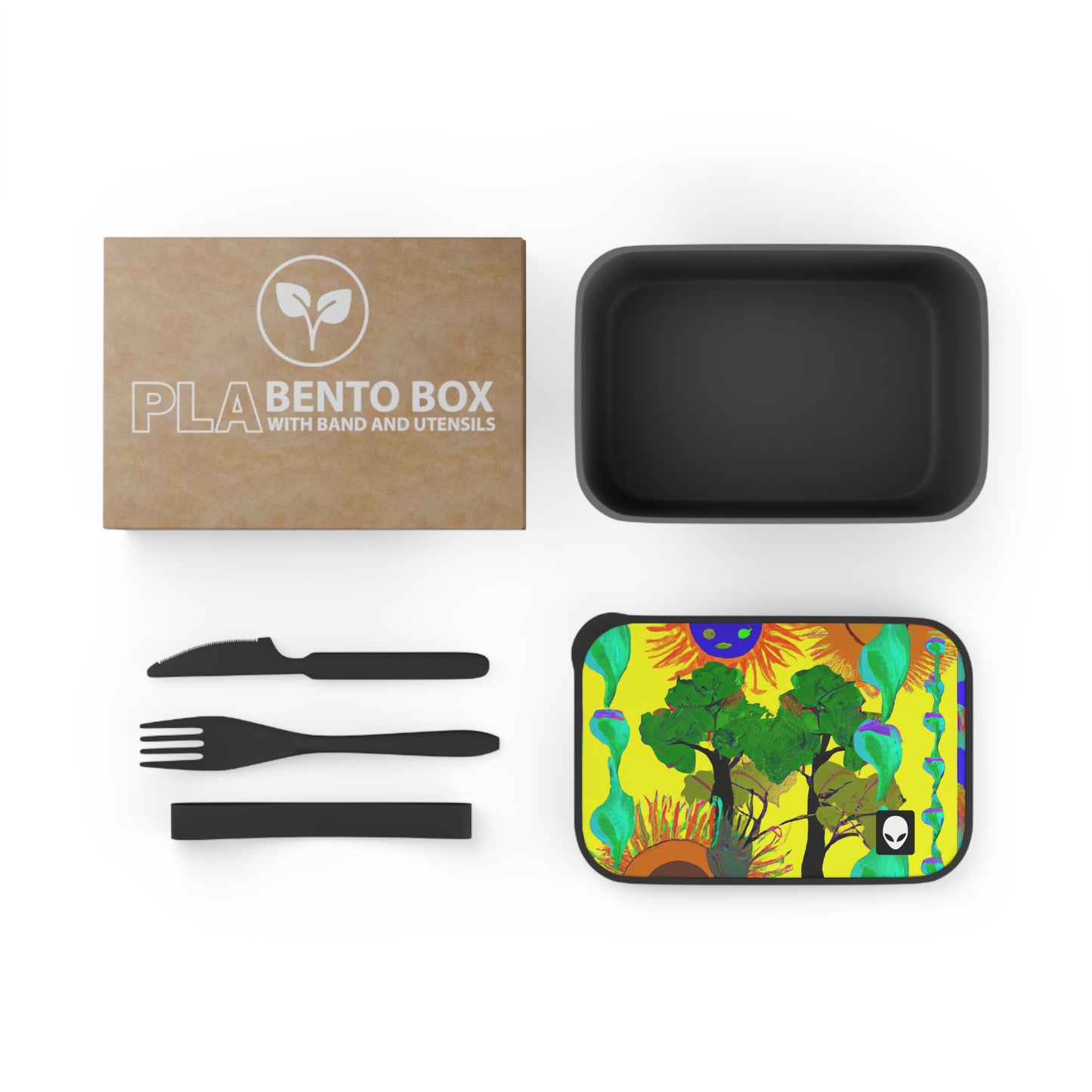 „Kollision der Schönheit der Natur“ – Die umweltfreundliche PLA-Bento-Box von Alien mit Band und Utensilien