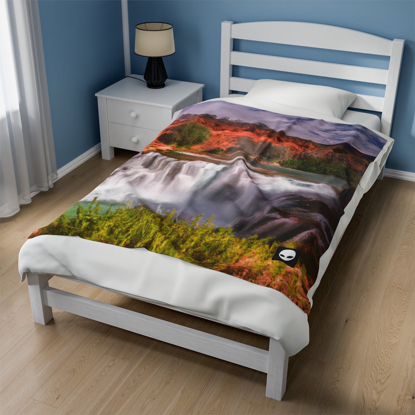 „Die Schönheit der Natur einfangen: Eine ikonische Landschaft in lebendiger Kunst gestalten“ – The Alien Velveteen Plush Blanket