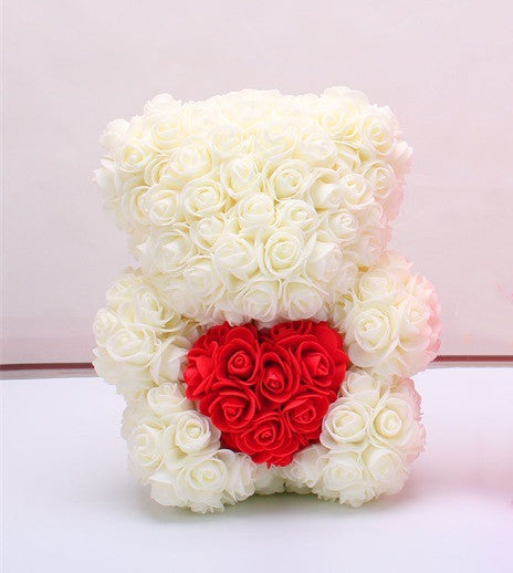 Valentinstagsgeschenk, Rosenbär, ewige Blume, Rosen-Teddybär, Bär aus PE-Schaum, 25 cm, Valentinstag