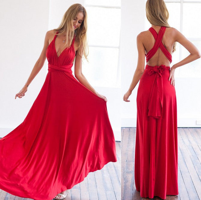 Use un vestido de una pieza con vendaje sexy sin espalda y cruzado con múltiples cuerdas Vestido largo