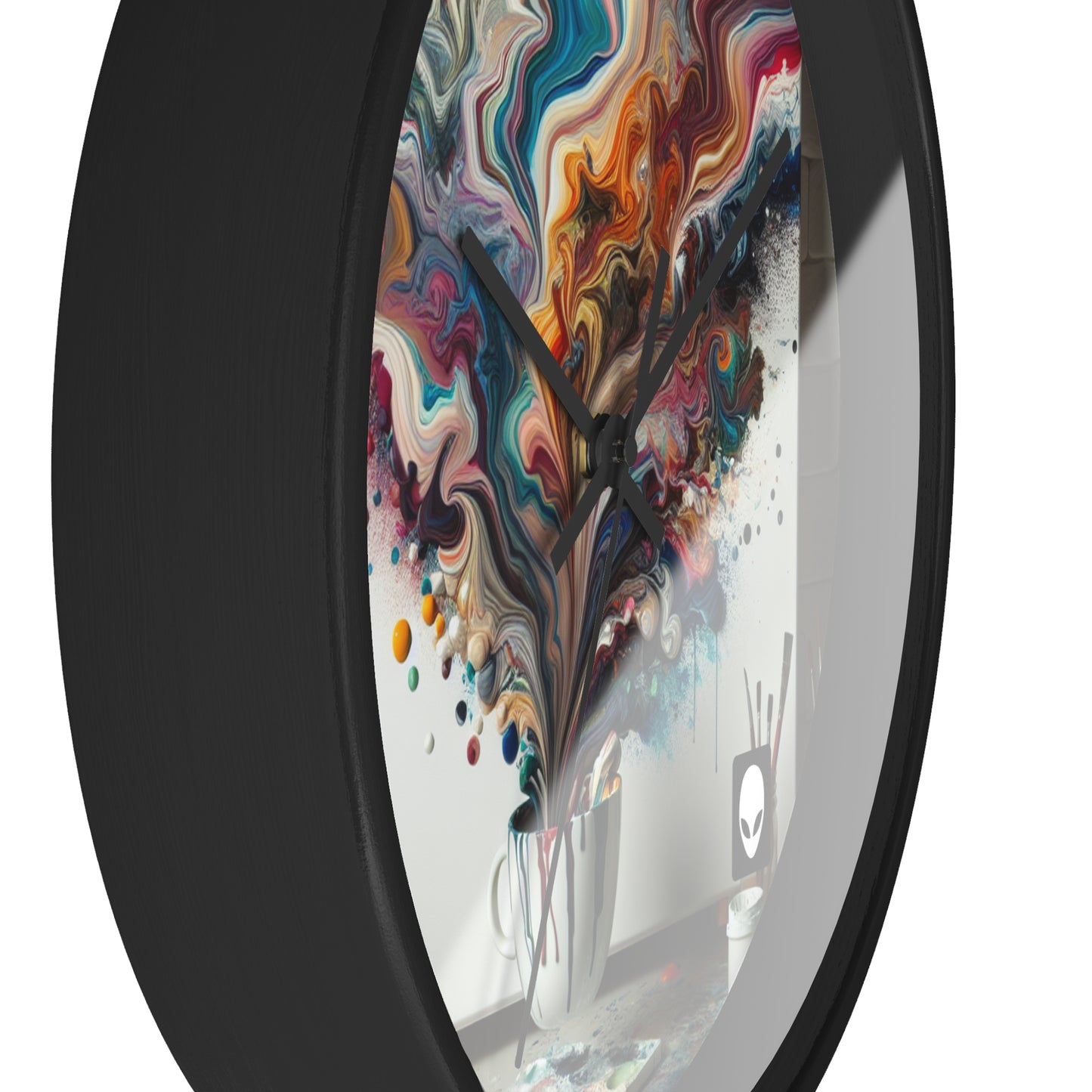 "A Paint Poured Paradise: Acrylic Pouring Art" - The Alien Wall Clock Acrylic Pouring Style