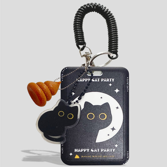 Original Cute Little Black Cat Portable Card Holder Bus Subway Canteen Student ID