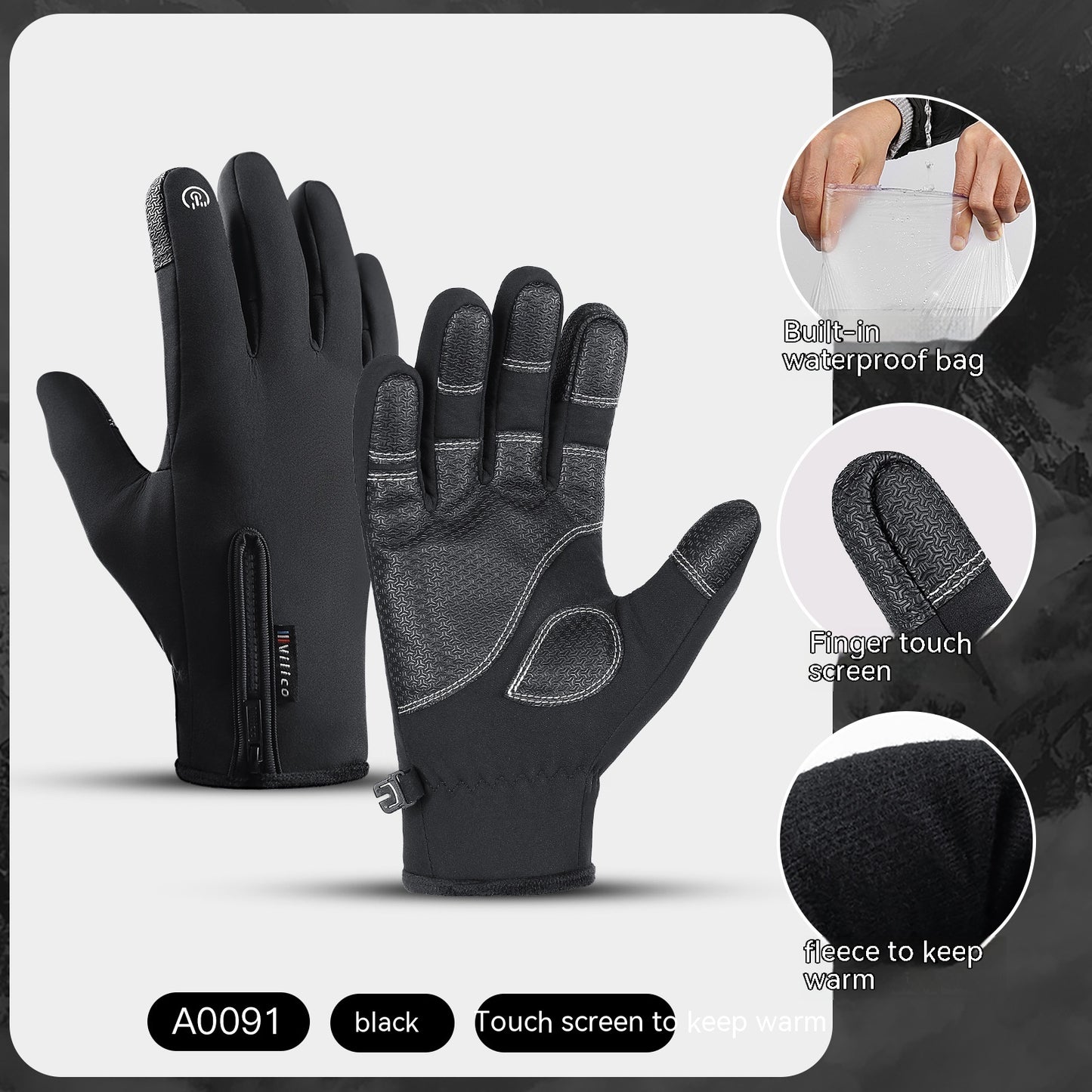 Guantes cálidos para ciclismo al aire libre a la moda para hombre