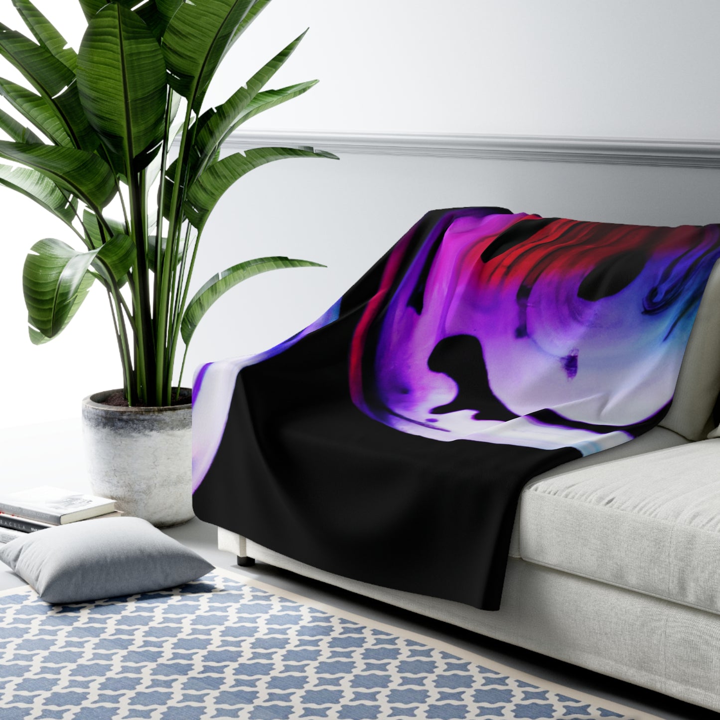 "Exploring Contrasts: A Colorful Dance of Luminance and Chromatic Aberration" - The Alien Sherpa Fleece Blanket