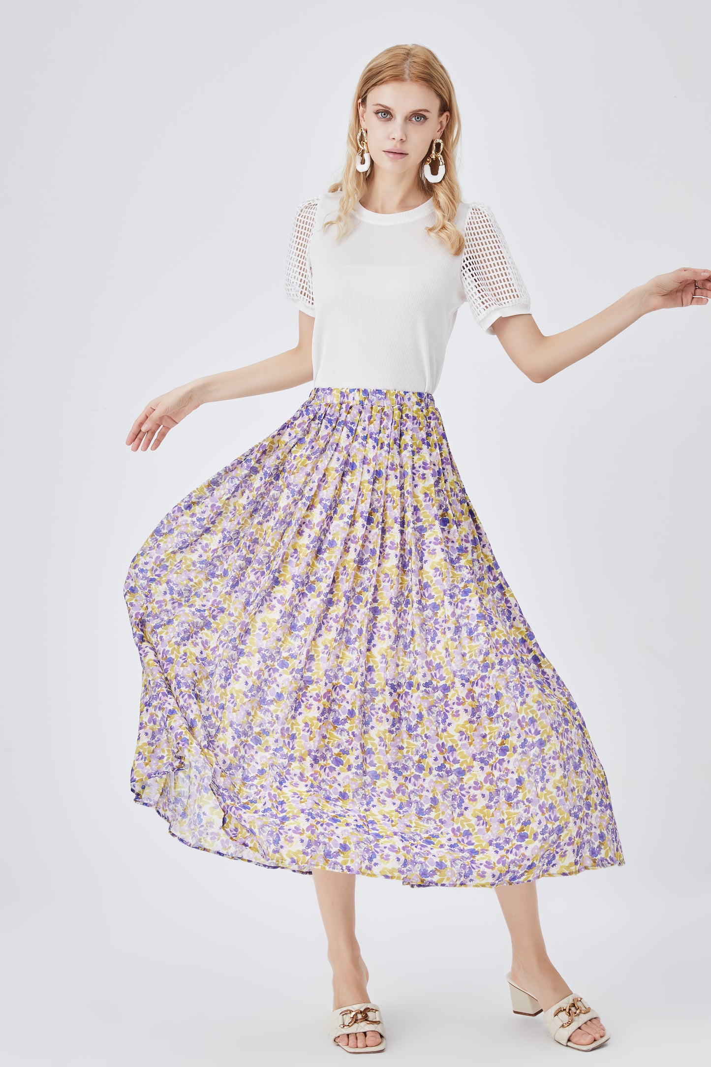 Fashionable Floral Skirt Women Summer Western Youthful-Looking Women Floral A- line Skirt Women Skirt