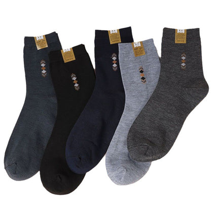 Men's Autumn And Winter Mid-calf Length Socks Black Wear-resistant Four Seasons