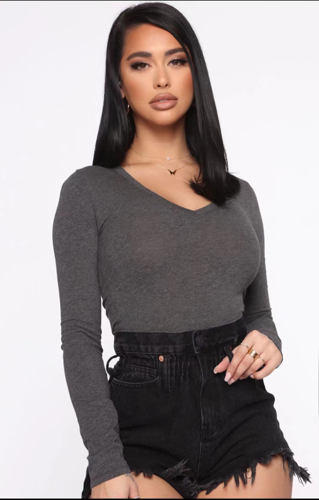 Office Slim Fit Pullover Inner Wear Solid Color Knitted Long-Sleeved Cotton Chest Exposed cropped Short Top Summer