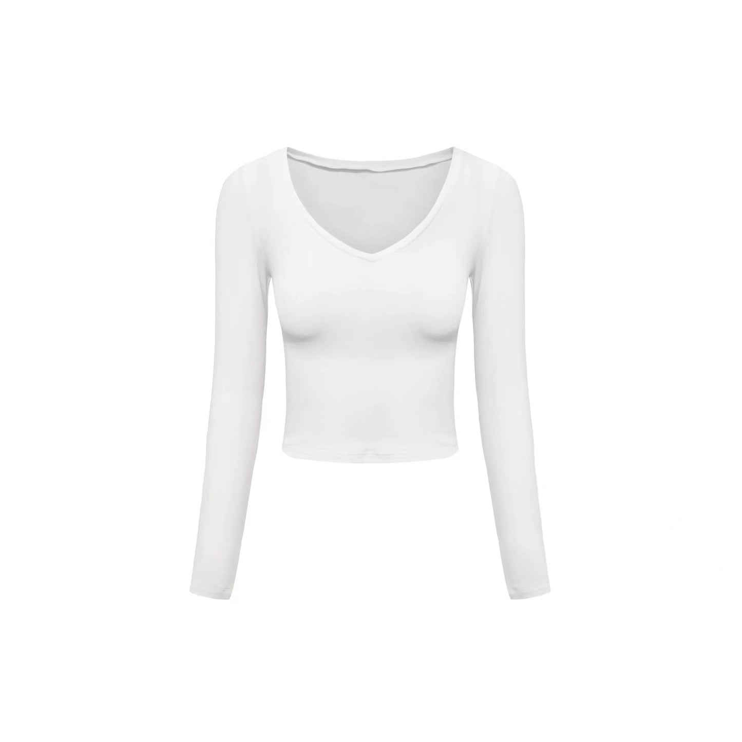 Office Slim Fit Pullover Inner Wear Solid Color Knitted Long-Sleeved Cotton Chest Exposed cropped Short Top Summer