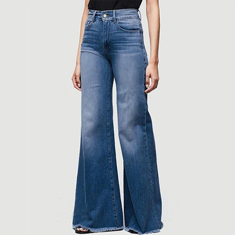 Vaqueros de Mujer Slim Fit Adelgazantes Pantalones con Borlas de Pierna Ancha Jeans