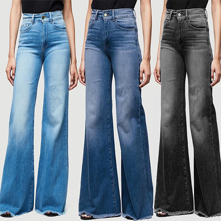 Vaqueros de Mujer Slim Fit Adelgazantes Pantalones con Borlas de Pierna Ancha Jeans