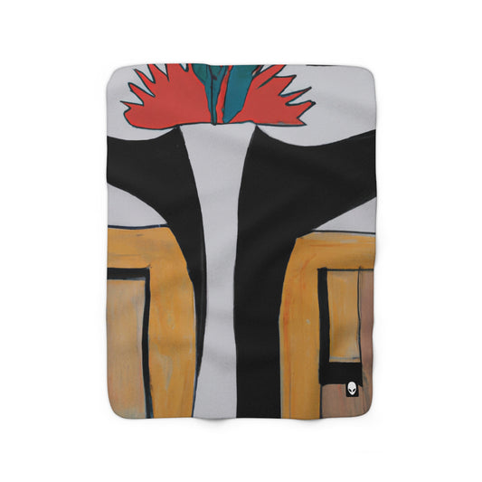 "Exploring Balance and Pattern in Abstract Art" - The Alien Sherpa Fleece Blanket