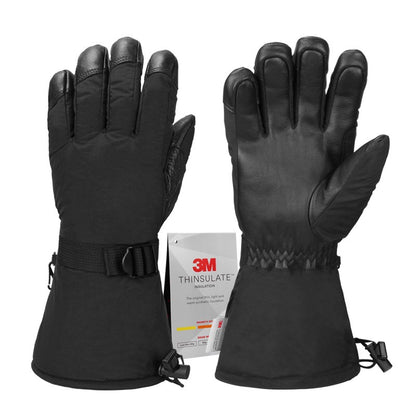 Leather Long Fleece Lined Cold-resistant Warm Gloves