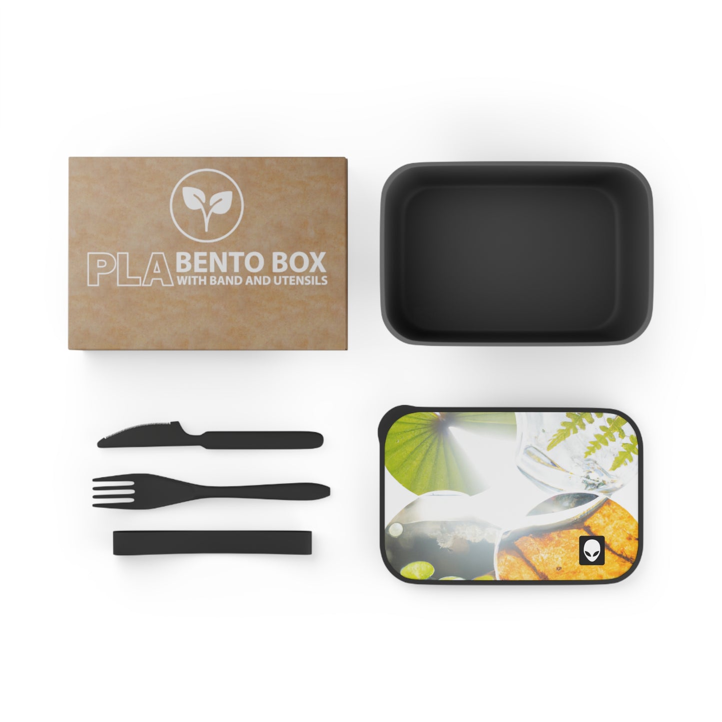 "Earth's Splendor: A Colorful Collage of Natural Wonders" - The Alien Eco-friendly PLA Bento Box with Band and Utensils