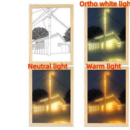 Beleuchtetes Bild, LED, dekoratives Licht, Malerei, Nachttisch-Bildstil, kreativ, modern, simulieren Sonnenschein, Zeichnung, Nachtlicht, Geschenk