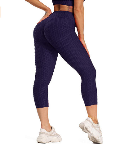 Kurze, hoch taillierte Yogahose für Damen, Bubble Hip Butt Lifting-Leggings