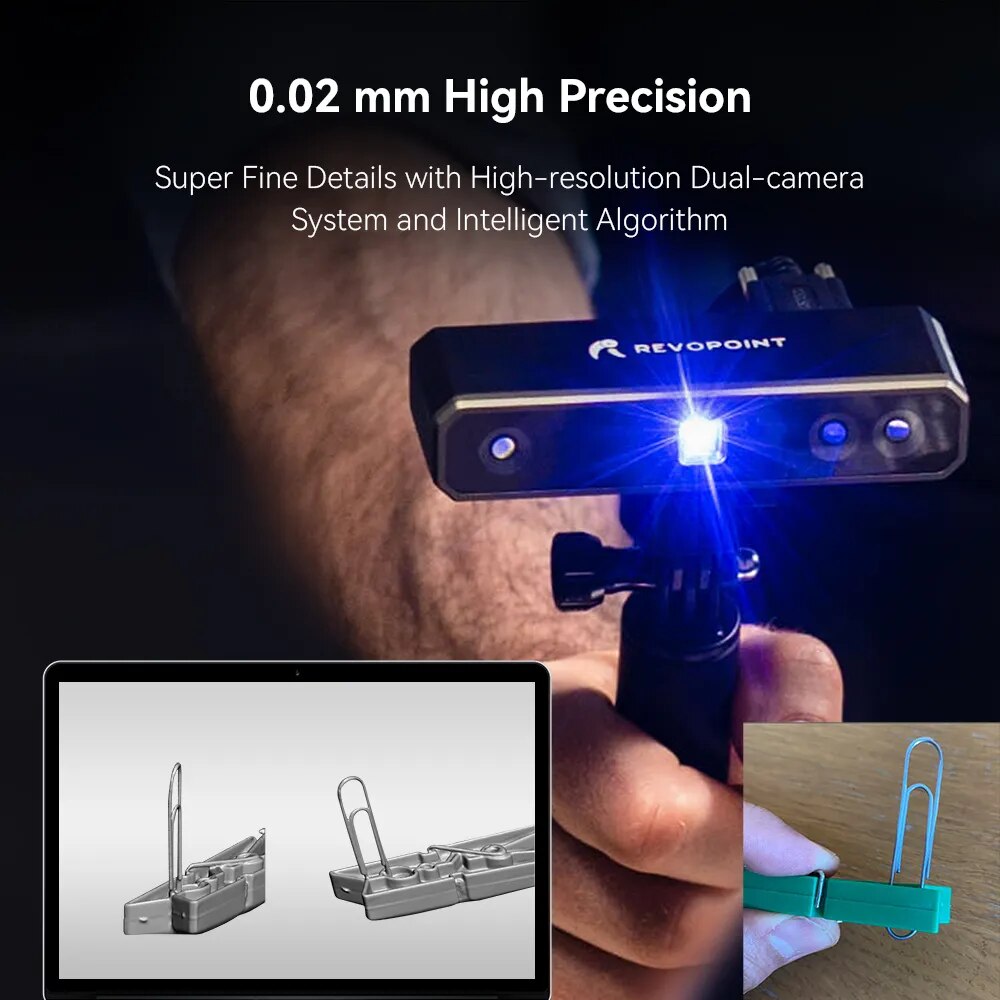 Revopoint Mini 3D Scanner SDual-axisTurntable Combo, 0.02MM Precision, 10 Fps Scan Speed Industrial Blue Light, for 3D Printing